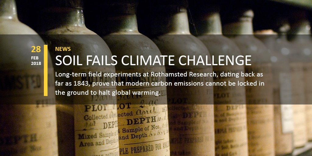 Rothamsted's tweet photo. Climate challenge fails: unique data, from as far back as 1843, prove that it is unrealistic to expect soils to lock up modern carbon emissions to halt global warming and its effects https://t.co/8f2M0Q9diB https://t.co/mdKwoPF8Nn