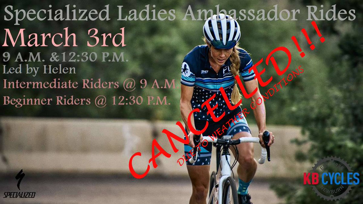<a href="/specializedwmn/">Specialized Women</a> Ambassador rides have been cancelled for this weekend.
Sorry guys, but as you can imagine, riding in these conditions are going to be challenging. Keep your eyes peeled for further rides!!! <a href="/helzbelzi/">Helz Bell</a>