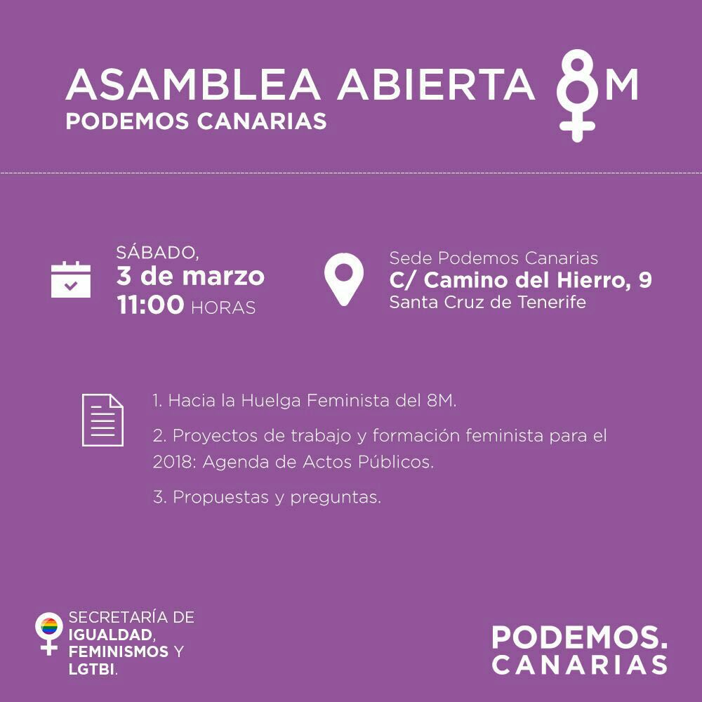 FemPODEMOSTfe's tweet photo. Nos vemos este sábado!! Hablaremos de la huelga del #8M  que ya está a las puertas!! 😄

#HaciaLaHuelgaFeminista 
#HuelgaFeminista https://t.co/HMtVVDT4p4