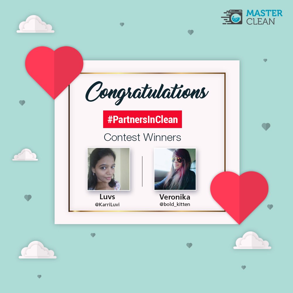 mastercleanind's tweet photo. Congratulations @KarriLuvi and @bold_kitten for winning #PartnersInClean #ValentinesDay #Contest. Kindly inbox us your details. https://t.co/NdA0CnSdrB