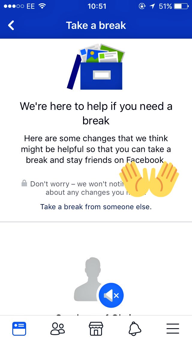 vm007661's tweet photo. Now you can actually 'Take a break' from people on Facebook #yesplease #ls2lnm https://t.co/mRqbZXmUjS