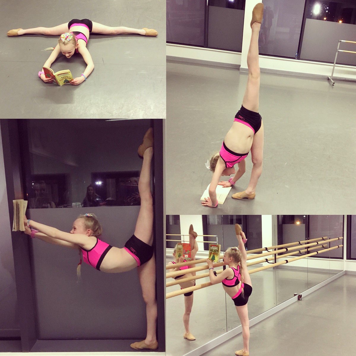 MyStageCompany's tweet photo. How a dancer does #worldbookday 📚❤️ Who else’s stretches whilst they read? 💪🏼 Happy World Book Day everyone! Your costumes all look incredible! Some very talented and creative parents out there 📖❤️! #worldbookday #costume #dancer #stretch #book #flexible #talent https://t.co/SJX4dybUav