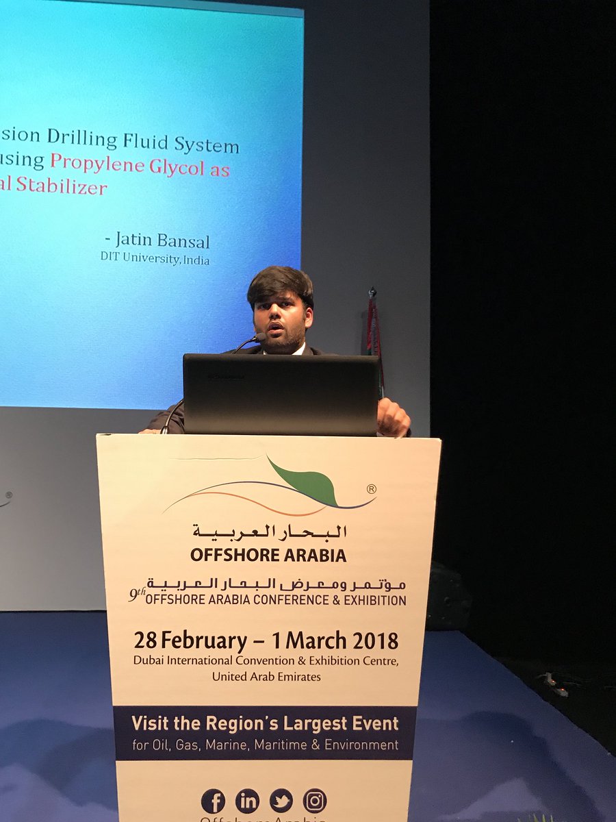 Current session: ‘Development of Oil-in-Water Emulsion Mud System Using Castor Oil and Gum Acacia with Propylene Glycol as Thermal Stabilizer’ by Mr. Jatin Bansal, Student Training &amp; Placement Officer, Department of Petroleum and Energy Studies at DIT University.