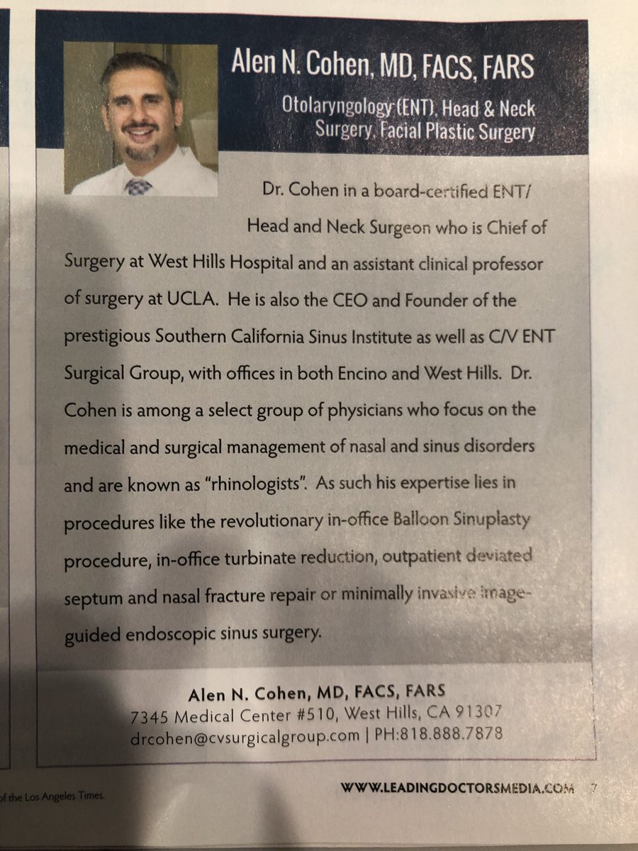 dracohen's tweet photo. Thank you to all of my peers who nominated me to receive the Castle Connolly Top Doctors award for 2018! #sinusdoctor #sinusspecialist #balloonsinuplasty #sinus https://t.co/gVzSPnHhum