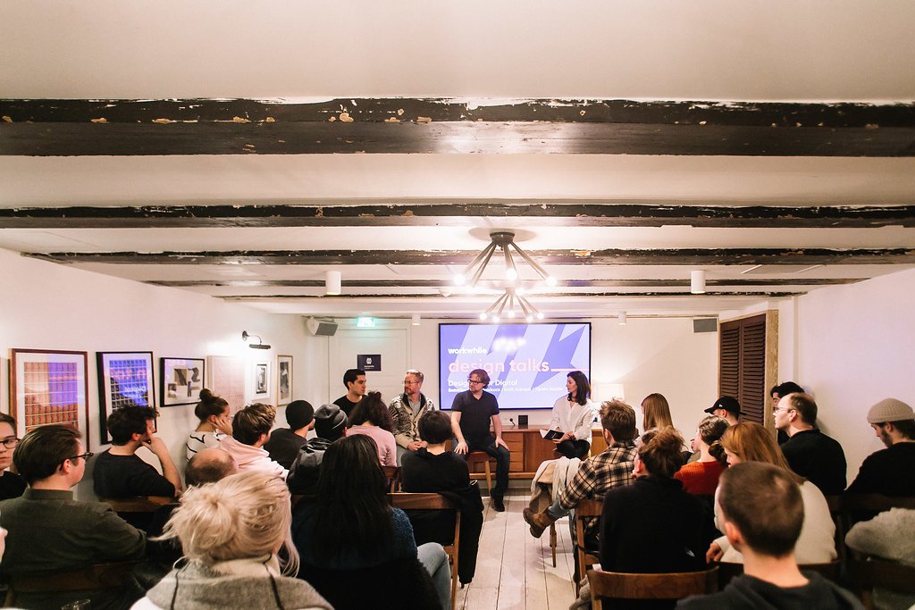 WorkwhileAgency's tweet photo. #workwhiledesigntalks packed @TheHoxtonAMS for a night all about #digital design! Big thanks to our speakers: @BertHagendoorn, @Keith_Kornson , and Tijmen Mulder of @robotkittens_nl! #digitaldesign #design #thehoxtonhotel #amsterdam #dutchdesign https://t.co/Jgy7NIfIjd