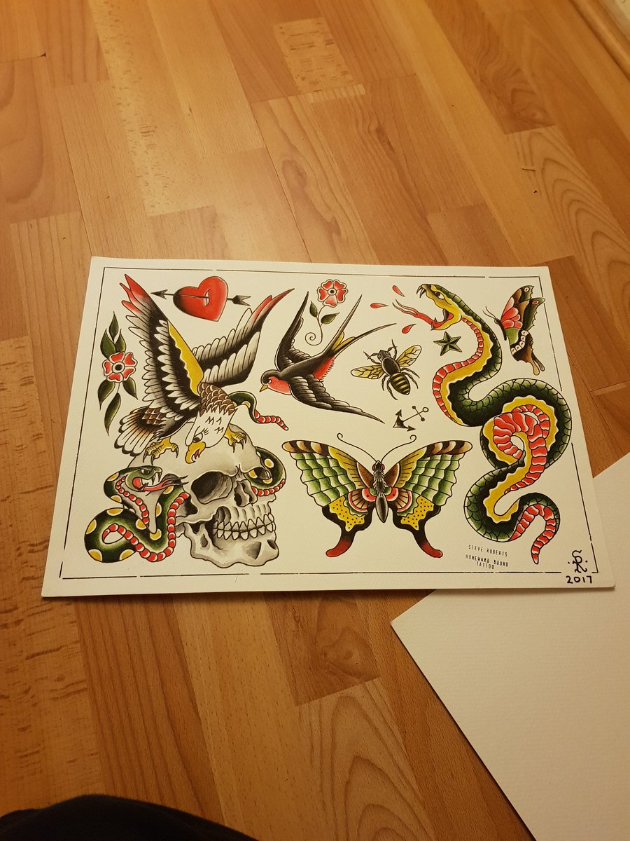 stevetattooer's tweet photo. Would love to tattoo any of these designs, message me for prices. #handpainted #tattooflash @HBTLeighonSea #homewardboundtattoo #leighonsea #leighonseatattoo #essex https://t.co/u6NiH2zIOy
