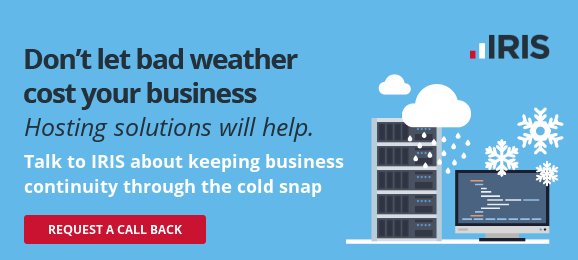 IRISaccountants's tweet photo. Don’t let the “Beast from the East” slow your business down.  A single snow day could result in a lost in chargeable time, fines for missed deadlines or worse, you lose a valuable client. Take action now. Let IRIS Hosting rescue you from the weather  https://t.co/y5kOlfAC7N https://t.co/UEKWVZX2aa