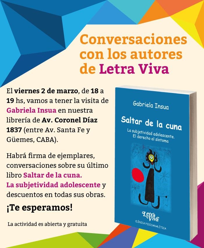 Mañana firma Gabriela Insua en la librería #LetraViva. Te esperamos! #BuenJueves #Libros <a href="/eugeniazicavo/">Eugenia Zicavo</a> <a href="/oranzani/">Oscar Ranzani</a>