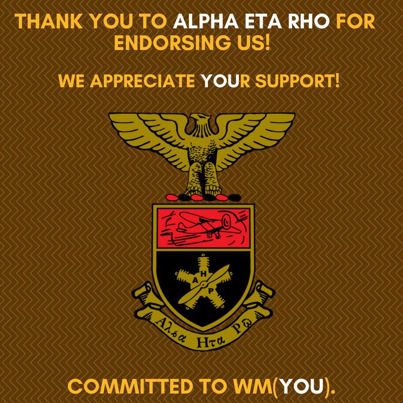 Thank You Alpha Eta Rho for endorsing us! It means a lot to our campaign. 🐴