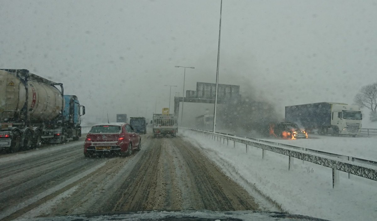 #M62 today. Highway patrolman 1: Did you leave the heater on?
Highway patrolman 2: Yes, why? Oh bugger... :-/