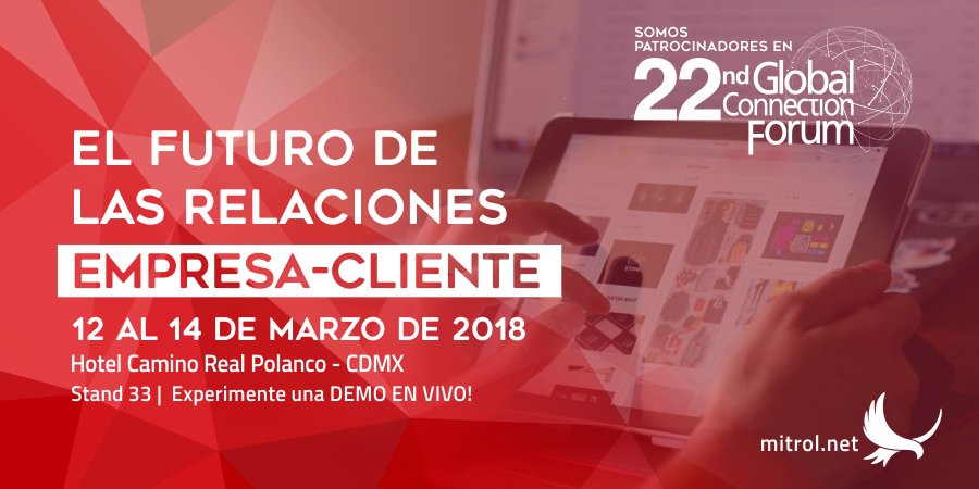 Mitrol's tweet photo. #ViveLaExperienciaMitrol No pierda la oportunidad de visitar nuestro stand y hacer una prueba en vivo de nuestra demo #22ndGCF https://t.co/g9EyPxB4Uo
