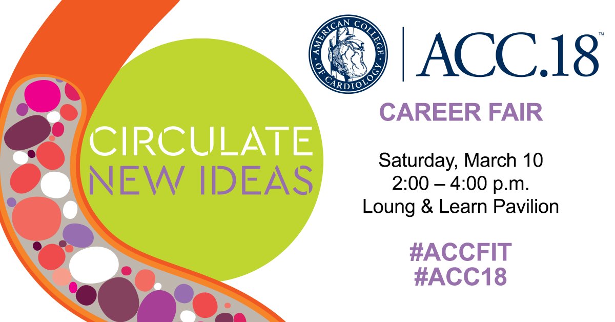 #ACCFITs - it's never too early to start the job search! Learn how to negotiate, polish your CV, &amp; STAND OUT @ #ACC18 on 3/11 @ 9am - The Educated Job Search in the Cardiology Careers Lounge! Another can't miss - The #ACC18 Career Fair on 3/10 ⬇️
