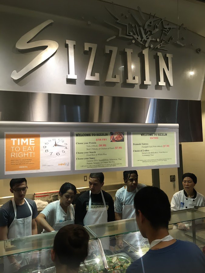 UMB students got a chance to take on the Sizzlin' stir-fry stand. I think they all have a newfound appreciation for our amazing <a href="/UMBDining/">UMass Boston Dining</a> chefs! #chefsintraining #sustainablefoodsystems
