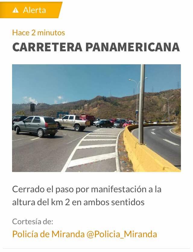 #1Mar Reporte del tránsito #panamericana #caracas #miranda