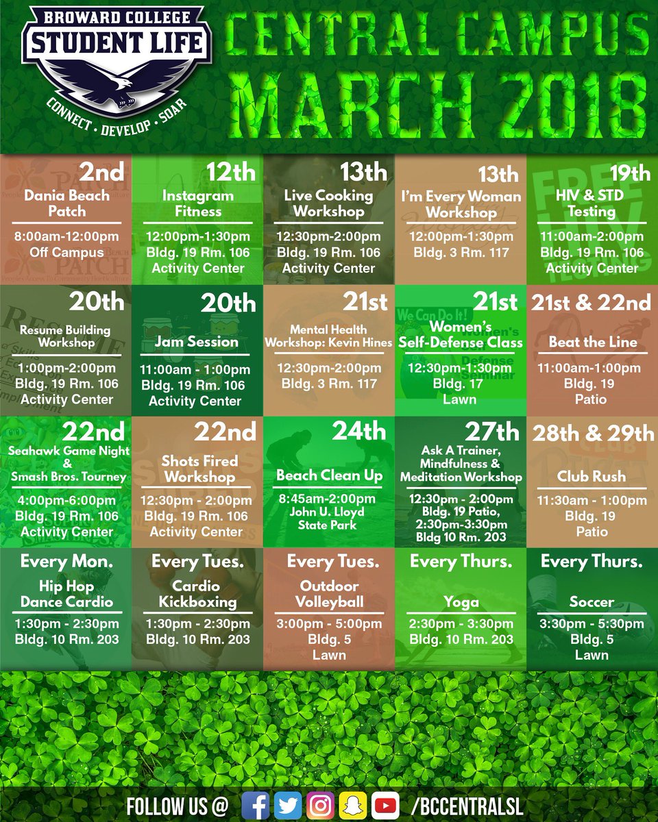 BCCentralSL's tweet photo. Save the date Seahawks! March is already Here🙌🏻 Hope you all have a great start of the month! #SpringSemester2018 https://t.co/o2XzwNzeU0