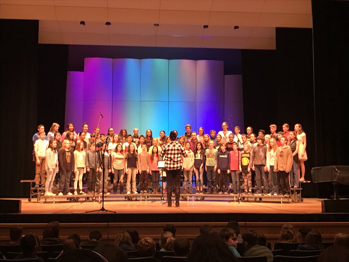 7th grade choir rehearsing for tonight’s concert. Choirs start at 5:30p at the Pavilion,  band concert follows.