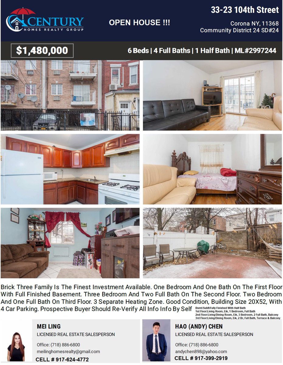 Century_Homes's tweet image. OPEN HOUSE! 
ALL WELCOME!!! 
Sun 2/4 1-3pm 
33-23 104th St Corona 11368
Meiling T 917-624-4772
 #openhouse #3fam #corona #mustsee #forsale #allwelcome