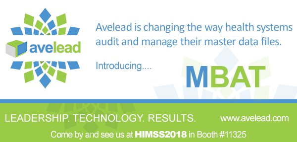 If your health system is in an EMR conversion or planning to be in an EMR conversion, you need to come by Booth #11325 at HIMSS2018 and see how MBAT can make your life a whole lot easier. #HIMSS18 #MBAT #Aim2Innovate #RethinkRCM avelead.com/technology/