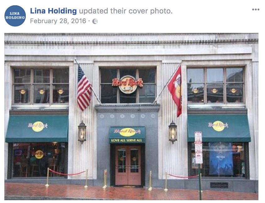 Lina Holding also owns Hard Rock Cafe which has over 200 shops around the world.