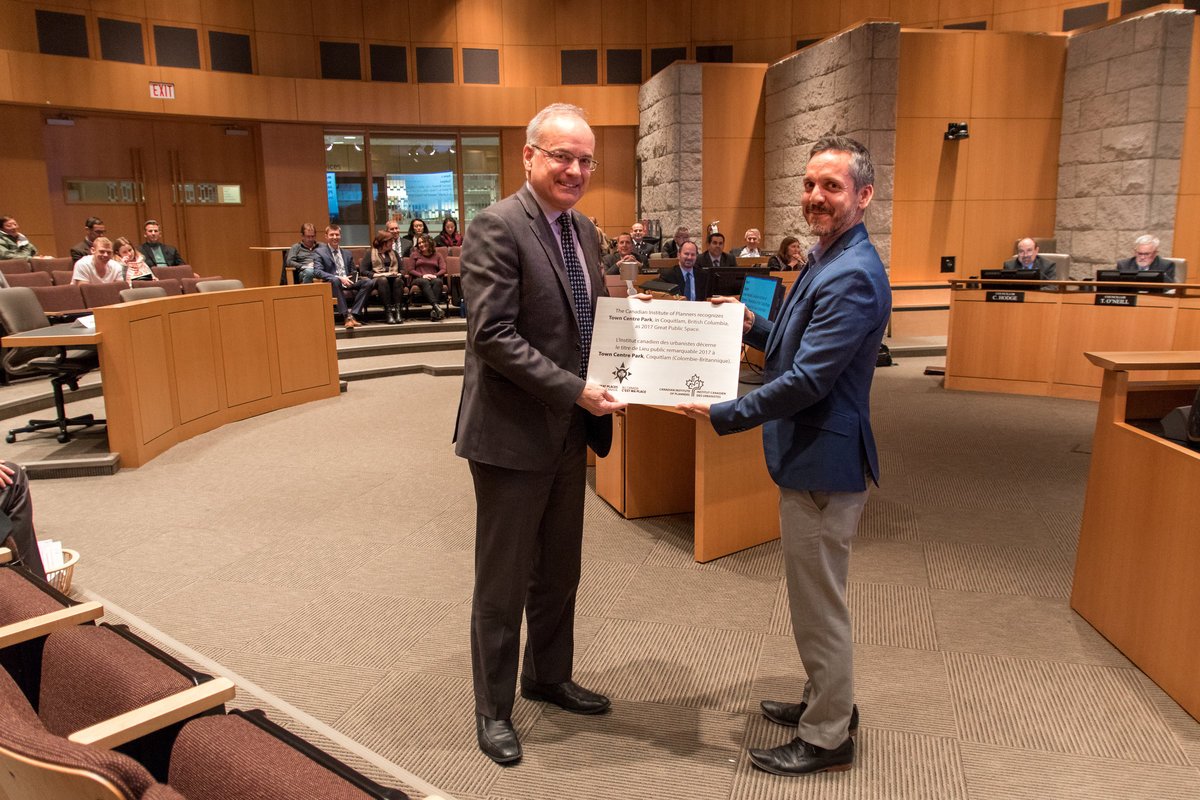 Congratulations <a href="/cityofcoquitlam/">City of Coquitlam</a> for your <a href="/GreatPlacesCA/">GreatPlacesInCanada</a>  win for 'Best Public Space - Town Centre Park'. We were happy  to present you with your commemorative plaque in person <a href="/MayorStewart/">Richard Stewart</a> <a href="/jmarwah/">jaspal marwah</a>