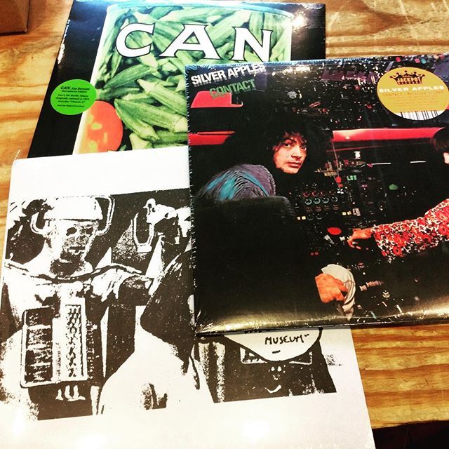 sorrystate's tweet photo. It's gross here in Raleigh but we're open till eight. Here's Seth's rainy day playlist. What are some of your favorite gloomy day albums? #rainydayplaylist #silverapples #can #solidspace #egebamyasi #recordsforsale #rainydayplaylists #sorrystaterecords https://t.co/nE52UNmGxv