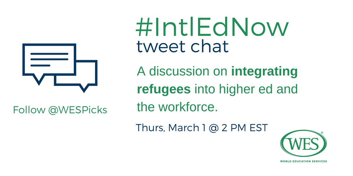 ashley_onomata's tweet image. The need to help #refugees integrate into #highered and the workforce is ongoing. Looking forward to today's #IntlEdNow tweetchat at 2PM EST. Follow the hashtag #IntelEdNow to join!