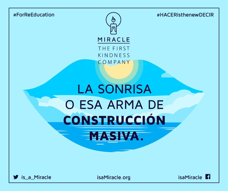 is_a_MIRACLE's tweet photo. : La sonrisa construye.
.
#HACERisthenewDECIR #POWER #IsaMiracle #ForReEducation #kindness #Doit #Activism #GoAhead https://t.co/UrlPiRRn8K