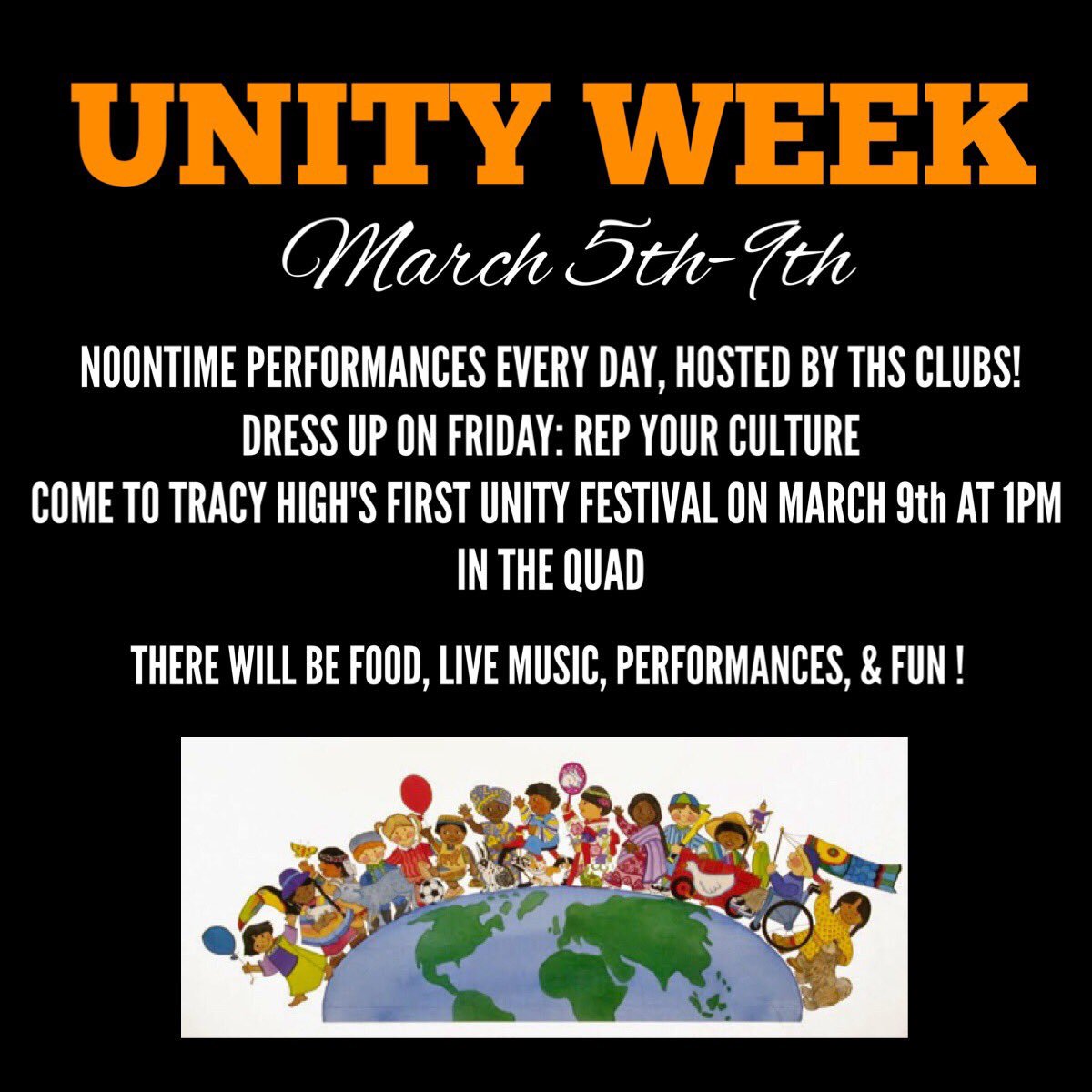 DogPoundBrutus's tweet image. Tracy high has been planning a Unity Week since last year and it's finally happening next week❕❕so make sure you come watch performances everyday next week at lunch and come to our first Unity festival next Friday❕✊🏼✊🏽✊🏾✊🏿#multiculturalweek #unity