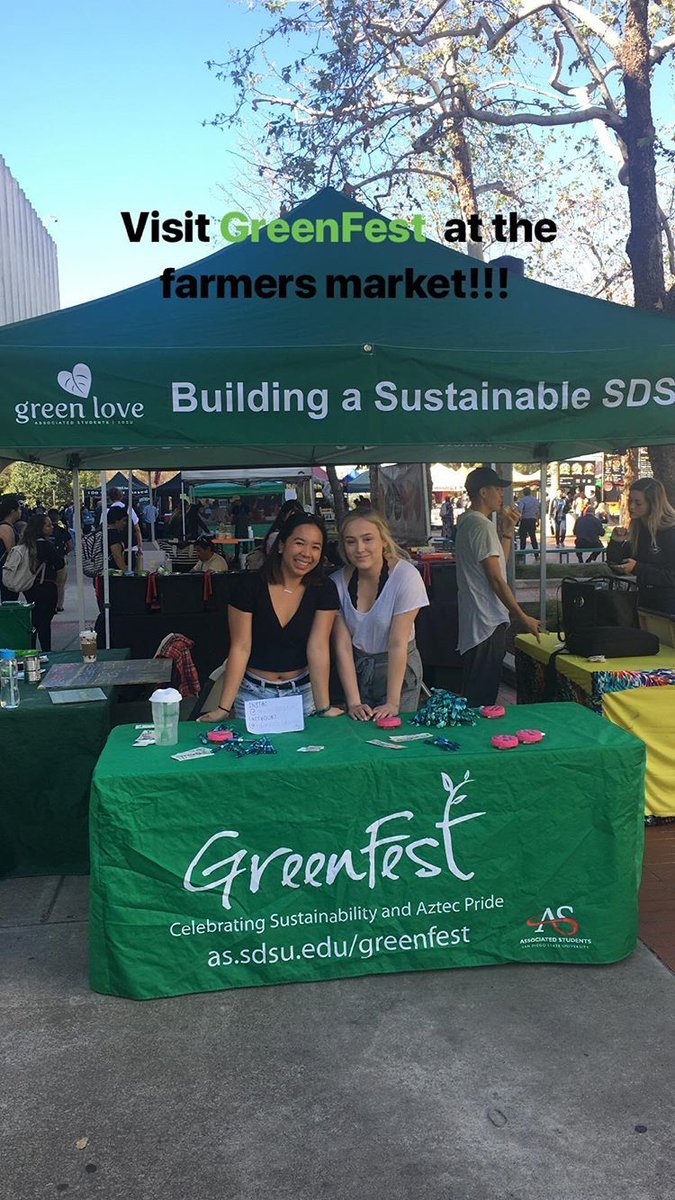 greenfestSDSU's tweet photo. Are you a creative person who is trying to reduce the amount of waste you send to the landfill each day? Come by the GreenFest table at the Farmers Market today from 10am-3pm and design your own reusable bag! https://t.co/eYYN3lblRy