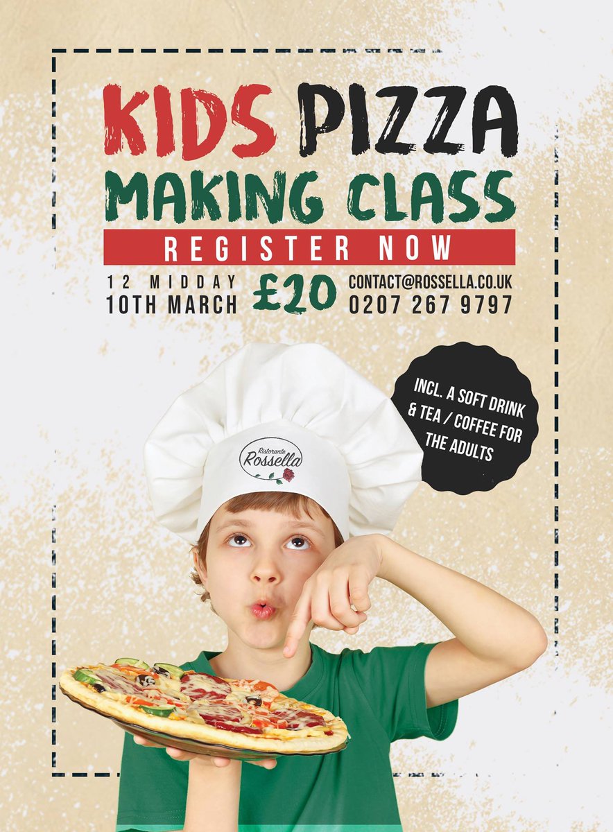 How about #pizzamaking next Saturday 10 March 12o’clock at @RossellaNW5 #KentishTown!?
🍕🤗 #pizza #kidsactivities #camden #whatsonforchildren