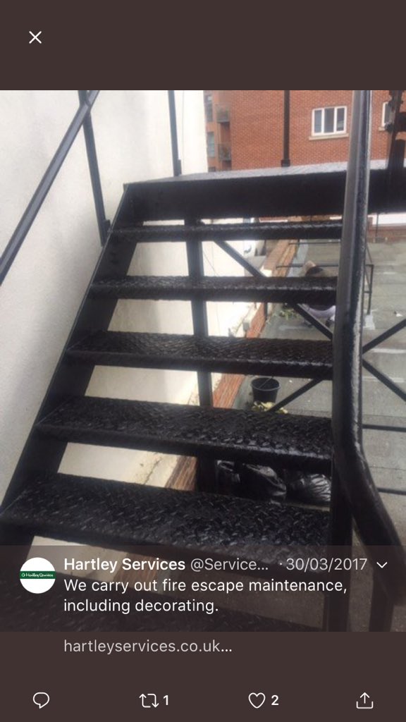 ServicesHartley's tweet photo. #onestopshop #Professional #Commercial #industrial #leaders #internal #external #maintenance #design #install #35yearsexperience #healthandsafety #safetyfirst #HSE we can install safety rails , fire escapes , parking guide lines and more #freequotes #sitevisit #hartleyservices https://t.co/csDsrnlFkO