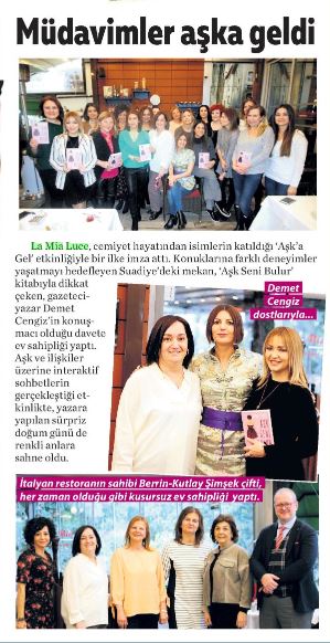 İletişim Danışmanlığını yürüttüğümüz Ödüllü İtalyan Restoranı La Mia Luce'nin misafirleri için düzenlediği “Aşk'a Gel” Etkinliği Milliyet CADDE'de.