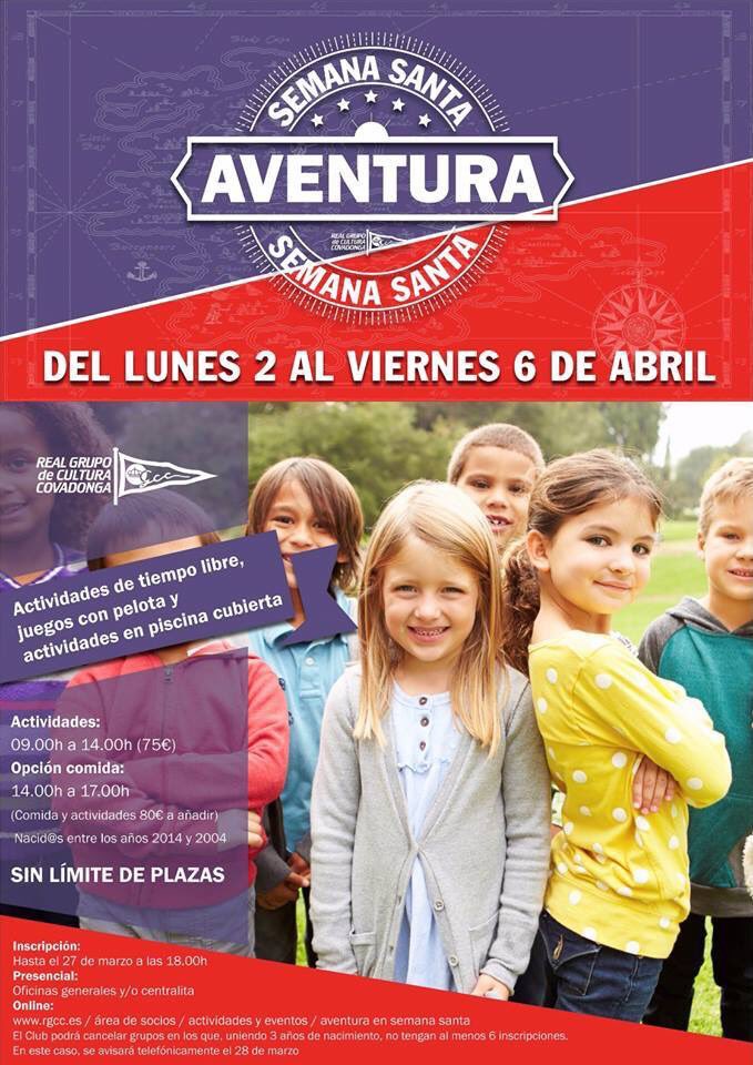 RGCC_Oficial's tweet photo. ¿Necesitas ayuda con los peques en #SemanaSanta? El Grupo te ofrece, del 2 al 6 de abril, una semana llena de aventuras para que disfruten. #RGCC #Conciliación https://t.co/VHn2h5Pegc