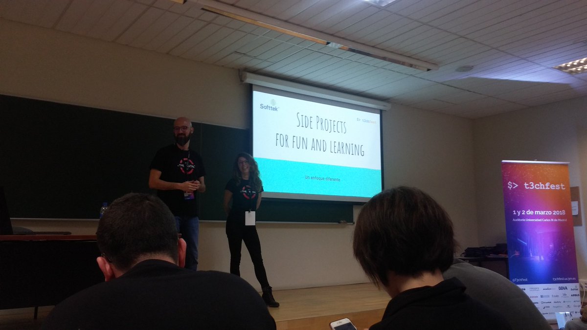 gavimena's tweet photo. Escuchando una charla super interesante sobre side projects en el #T3chFest2018 #SP4fun @SofttekEspana https://t.co/KUyZ2sDkM1