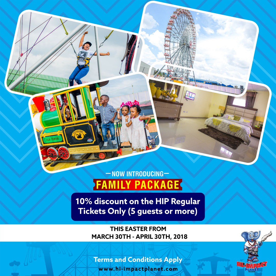 hi_impactplanet's tweet photo. Fun beyond imagination is guaranteed this Easter as your favourite theme park will be offering loads of giveaways! Spend 2 nights or more in the resort and earn complimentary flex tickets. For further enquiries please call:08150832995, 07051192865
#HIPEaster #funjustgotreal https://t.co/O46xe9Vr7E