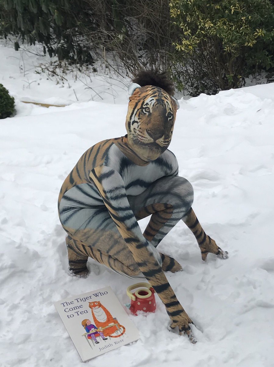 SamJReady's tweet image. When @challockprimary set you a #snowday2018 photo challenge #WorldBookDay #TigerWhoCameToTea