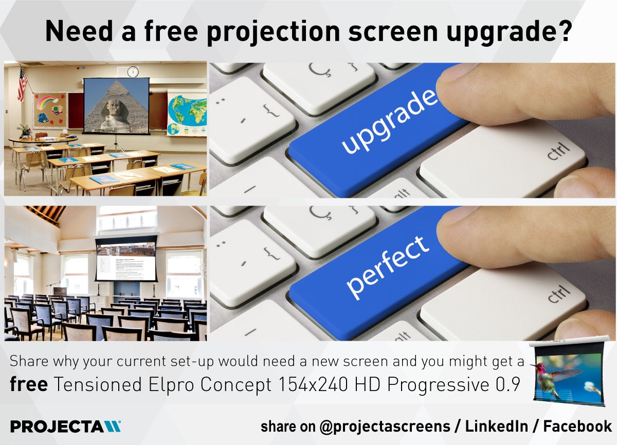 Share why your set-up would need a new screen and you might just get a Tensioned Elpro Concept 154x240 HD Progressive 0.9 (16:10) for free! Let us know! #avtweeps