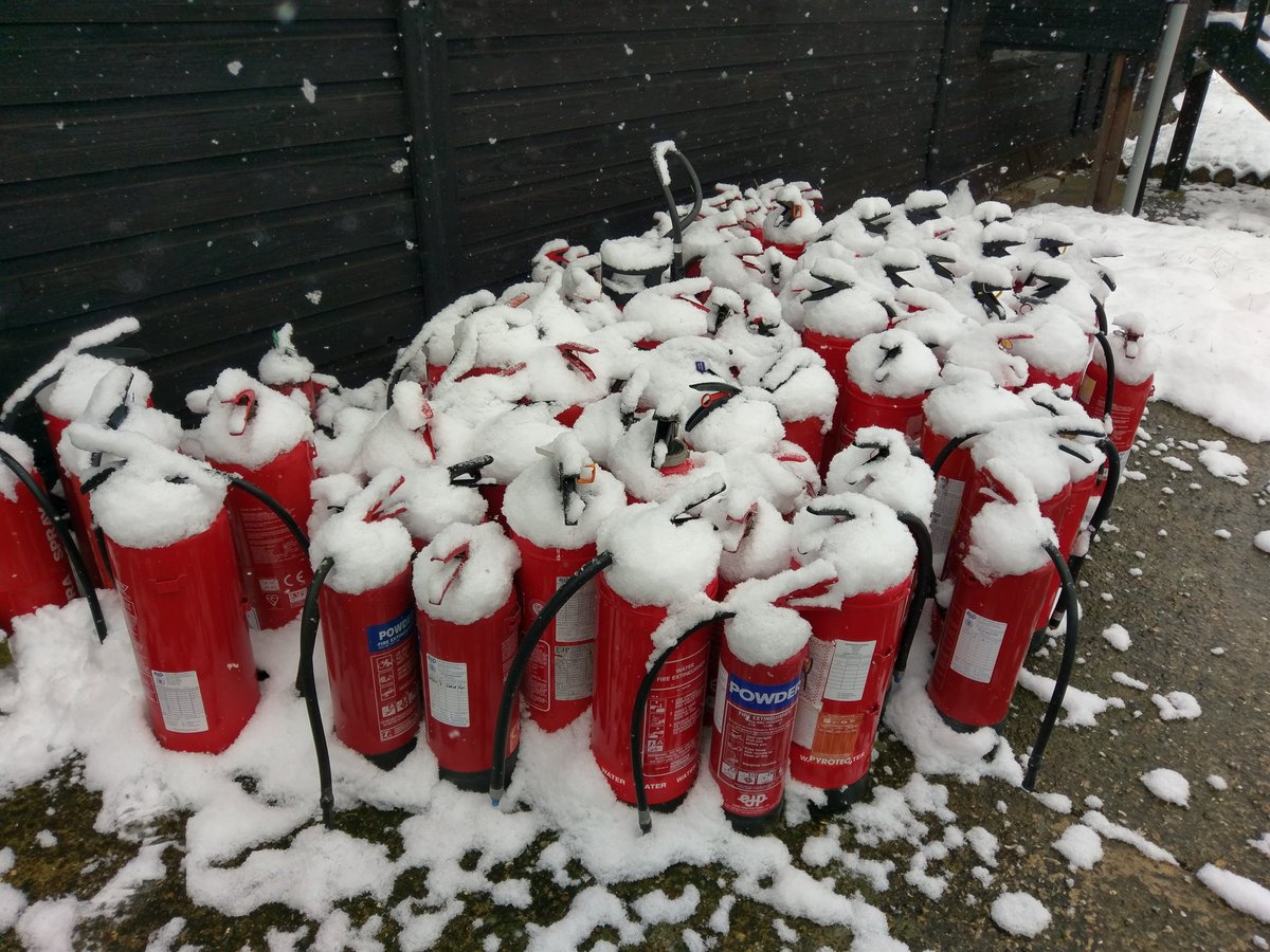 EJPFire's tweet photo. Snowy Fire Extinguishers! https://t.co/S4iBGajHRu