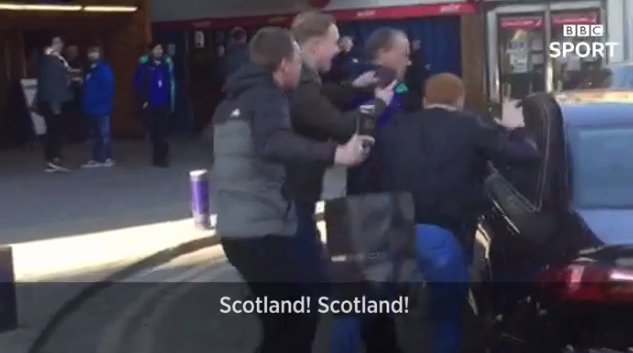 BBCSport's tweet image. After posing for photos, Eddie Jones was physically and verbally abused after travelling by train on Sunday.

Watch the incident here: bbc.in/2HVOJMb