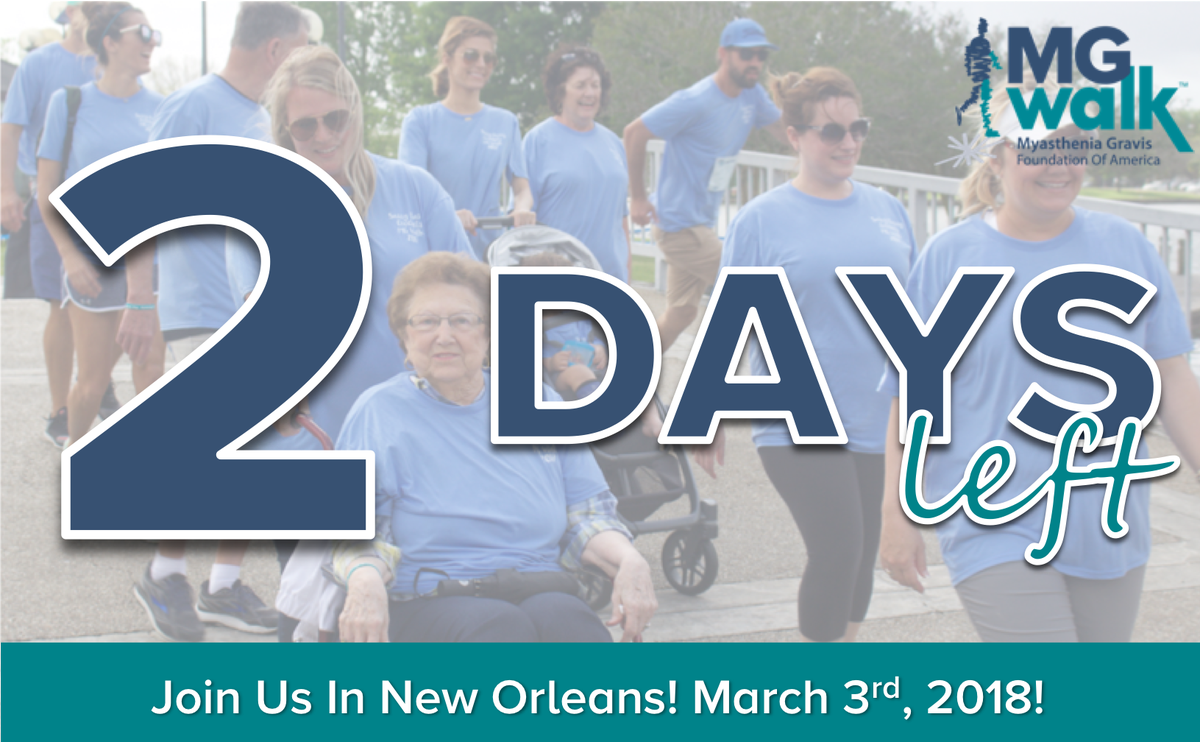 Have you met our 2018 New Orleans Walk Hero Jeanne Crochet? Read all about her journey with MG at ow.ly/1AhR30iGPby , OR meet her in person this Saturday, March 3rd at Lafreniere Park. Register to walk today! #MGStrong #MGWalk #MGFA #MG #MyastheniaGravis