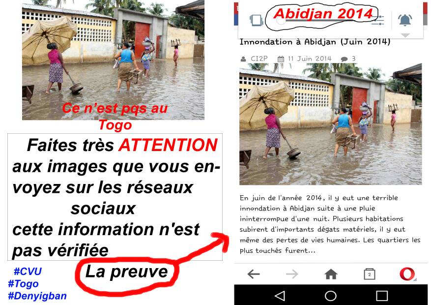 IssakaMohamed4's tweet photo. Quand des internautes intoxiquent la toile avec des images importées de la #cotedivoire pour salir le #Togo
#CVU
#Denyigban
#Team228 https://t.co/C1b3L6kFi7