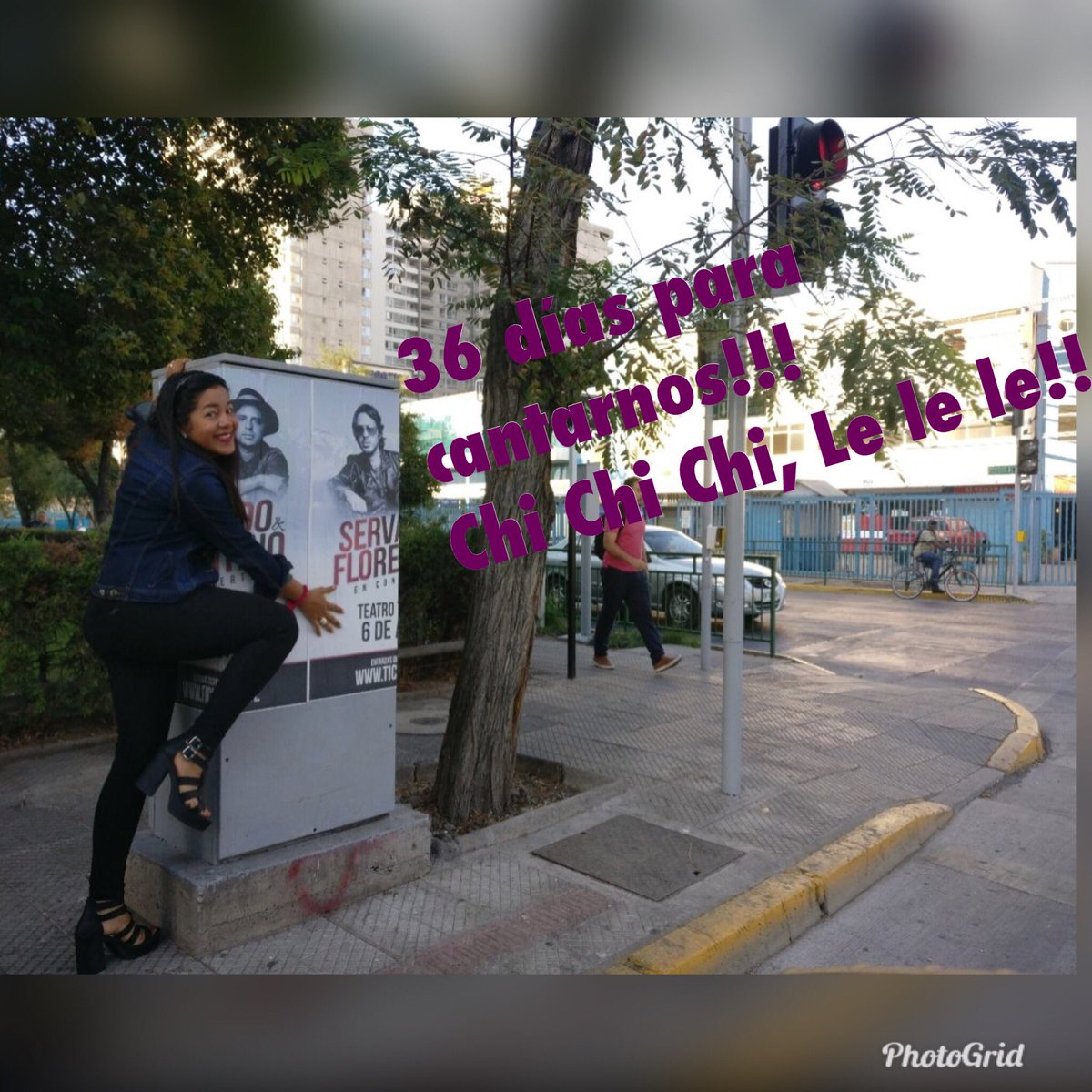KatherinDuran's tweet photo. Amor @serbenedetti y si me bajo del auto “pleno semáforo”, me tomas la foto rapidito? Él responde, si nena corre corre, música de fondo (el tránsito pitando en shock existencial) locuras vial de una fan enamorada @servando y @@florentino Viva Chile!!!! https://t.co/hEBMiHseF0