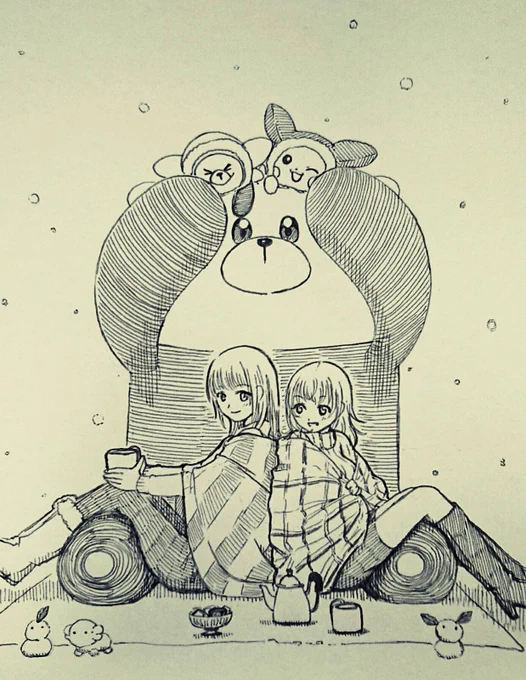 雪降る街にやって来たアローラ女子高生sと
やっぱりついてきたキテルグマ 