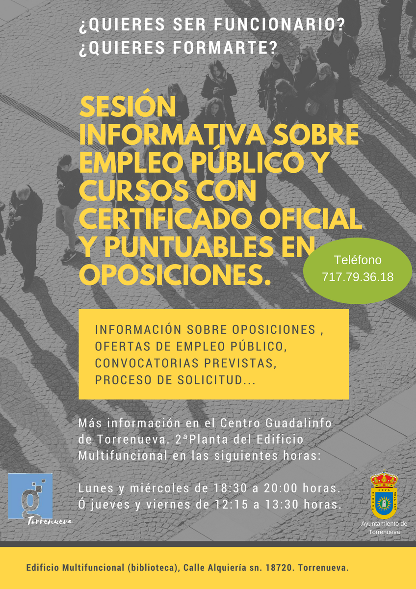 CGTorrenueva's tweet photo. Apúntate a la Sesión Informativa Sobre Empleo Público, Oposiciones y Cursos Baremables en Oposiciones, en @CGTorrenueva https://t.co/e3ldm5wcMI