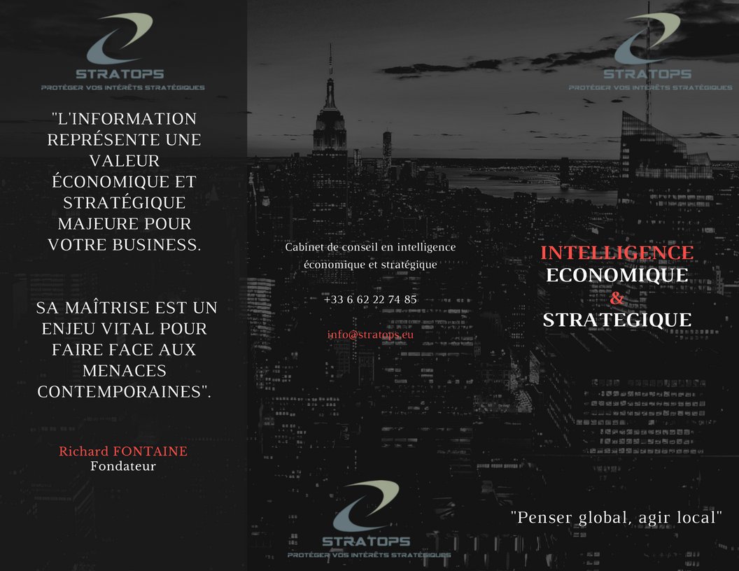 RichardFtn's tweet photo. #StratOps 
Découvrez le nouveau flyer du cabinet d'intelligence économique et stratégique basé à Salon de Provence https://t.co/mY43zc5lRT