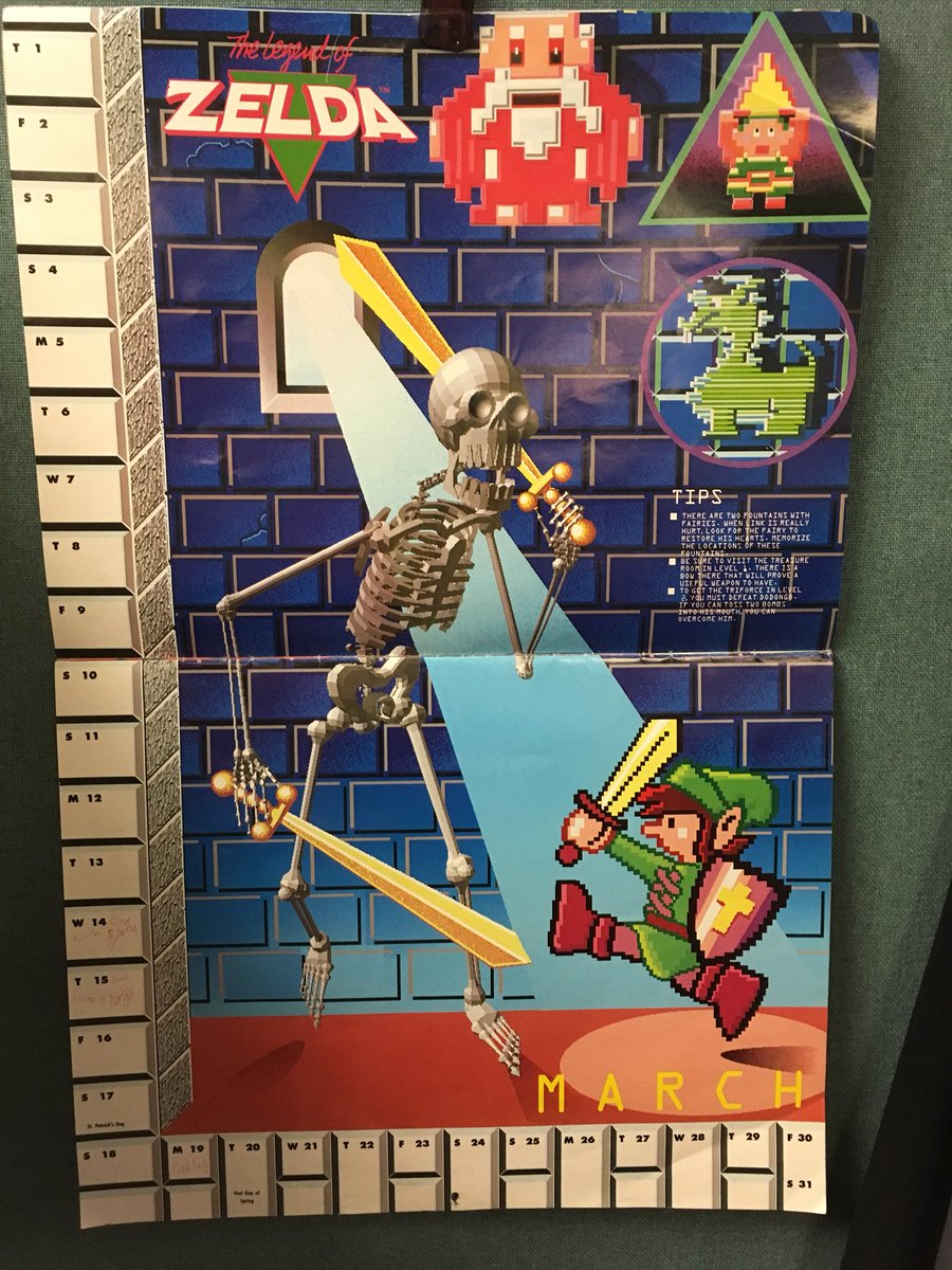 GeekadeKris's tweet image. I swear, this calendar is as cool today as it was in 1990. Welcome to March! #outdatedcalendar #zelda #nintendo #nes