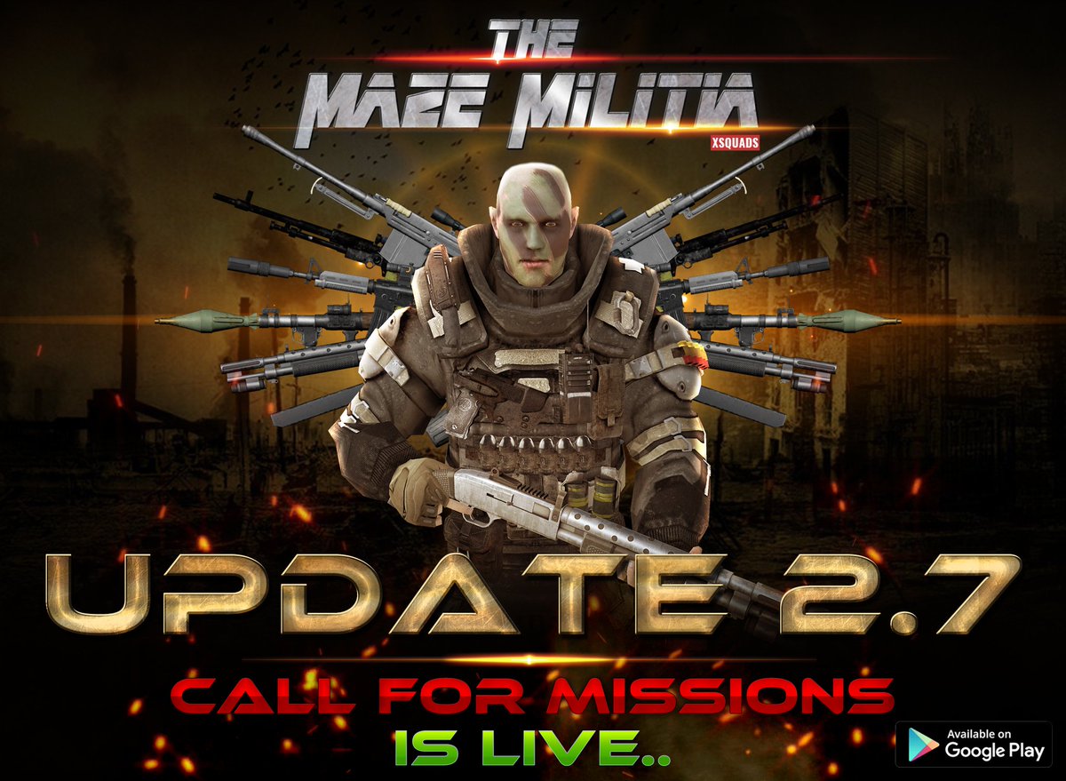 MazeMilitia's tweet photo. We are back with a BOOM!! “UPDATE 2.7 CALL FOR MISSIONS” is Out Today. 
Available on Play Store. 
#MazeMilitia #ThursdayThoughts #happyholi2018 #WorldBookDay #StDavidsDay #FelizLunes #guns #update #war #battle #shooting #action #game #android #MazeRunner #holi #fps #ios #winner https://t.co/hT2Y8KlRLa