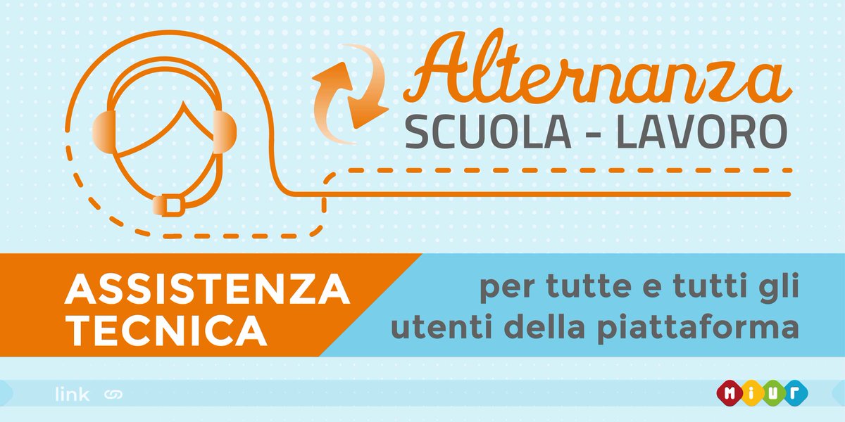 Al via il servizio di Assistenza tecnica alla Piattaforma dell’#Alternanza Scuola-Lavoro. Disponibile dal lunedì al venerdì (festivi esclusi), dalle ore 9 alle 13 e dalle ore 14 alle 17. Tutte le informazioni sono disponibili su alternanza.miur.gov.it/la-piattaforma…