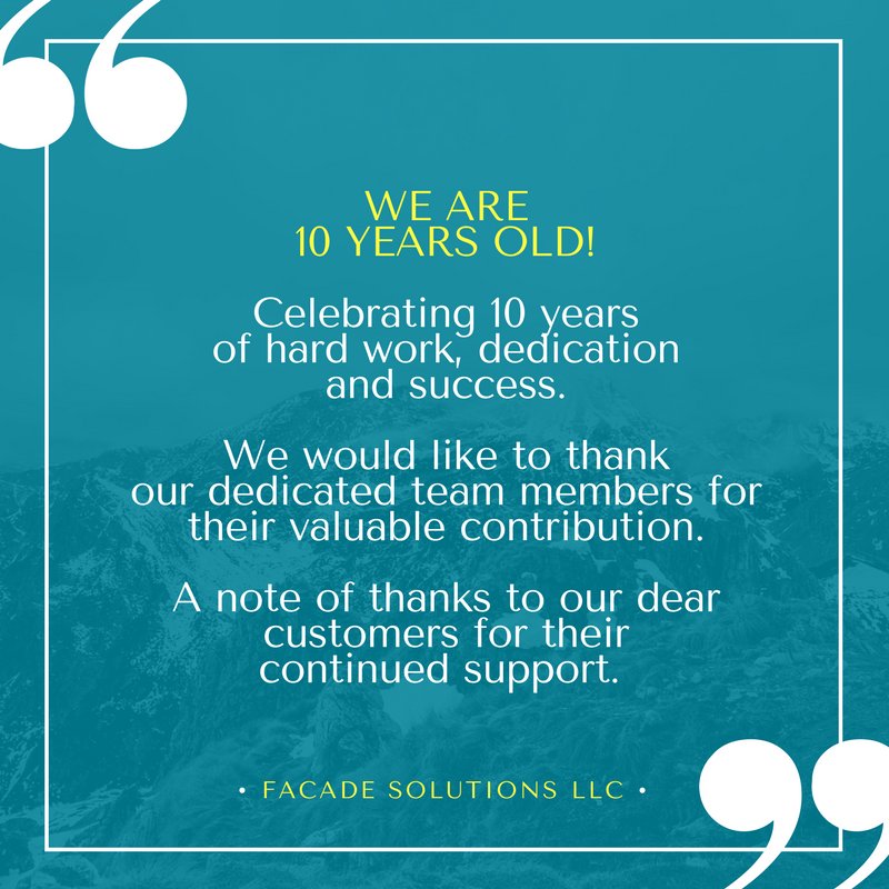 FacadeSolutions's tweet photo. Celebrating our 10th Anniversary! #ANNIVERSARY #glass #FireSafety #doors #Windows #fireresistant https://t.co/GBR0eZZVZg