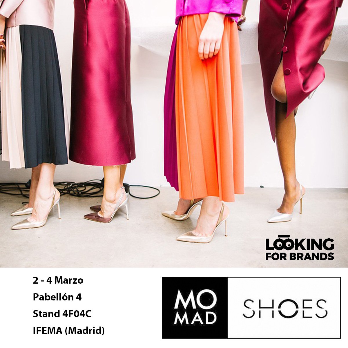 looking4brands's tweet photo. Os recordamos que de viernes a domingo estaremos en @MOMAD_Shoes en el pabellón 4 de #IFEMA, para conocer las últimas tendencias en #calzado. 
¡Pasa a visitarnos y conoce nuestra plataforma!
💻👠👢👡

#MOMADshoes #LookingforBrands #shoes #moda https://t.co/mNc5gQuykq